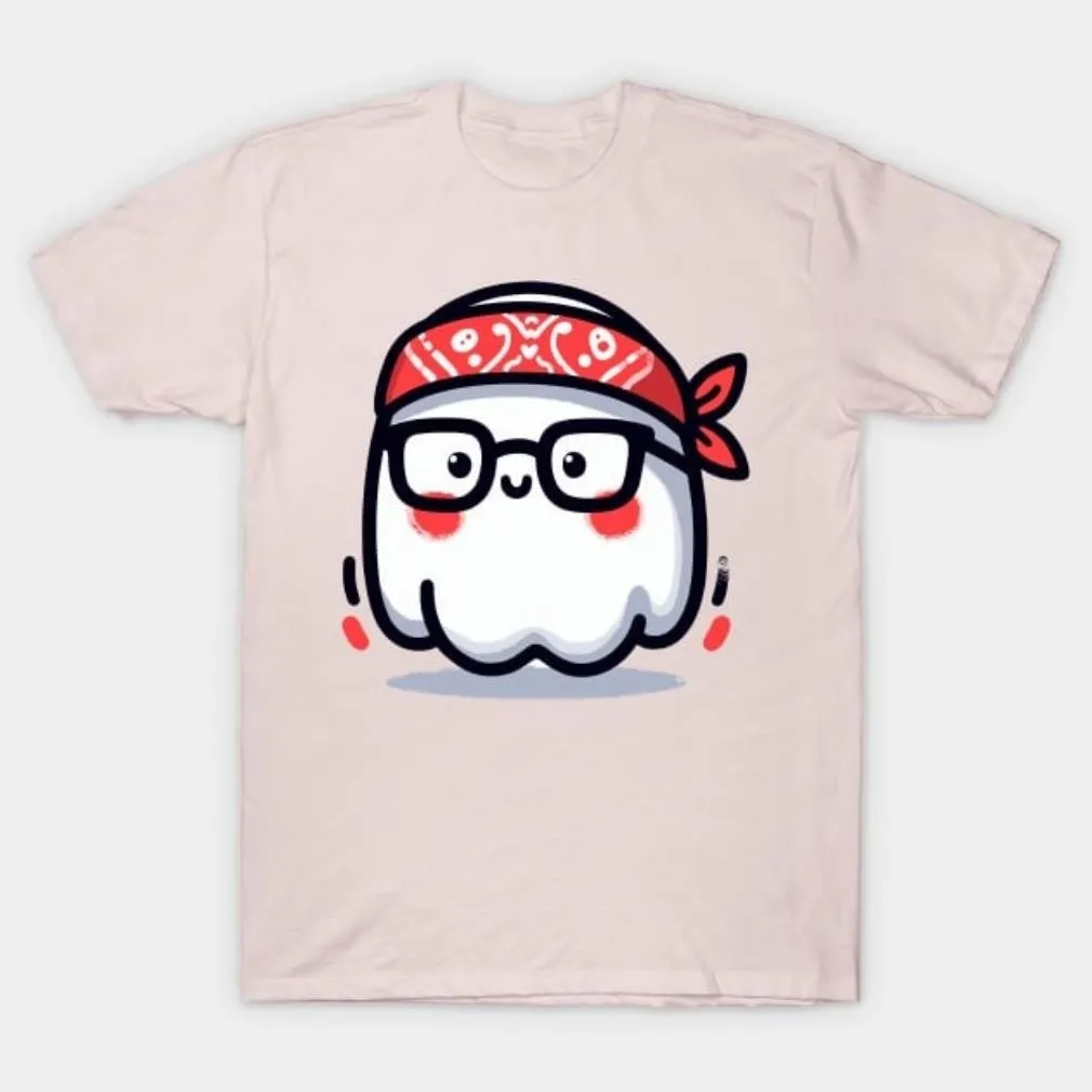 -Cute Ghost with Glasses and Bandana shirt