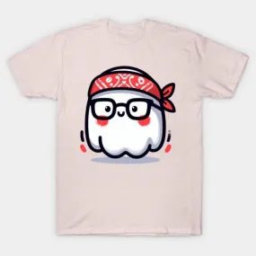 -Cute Ghost with Glasses and Bandana shirt