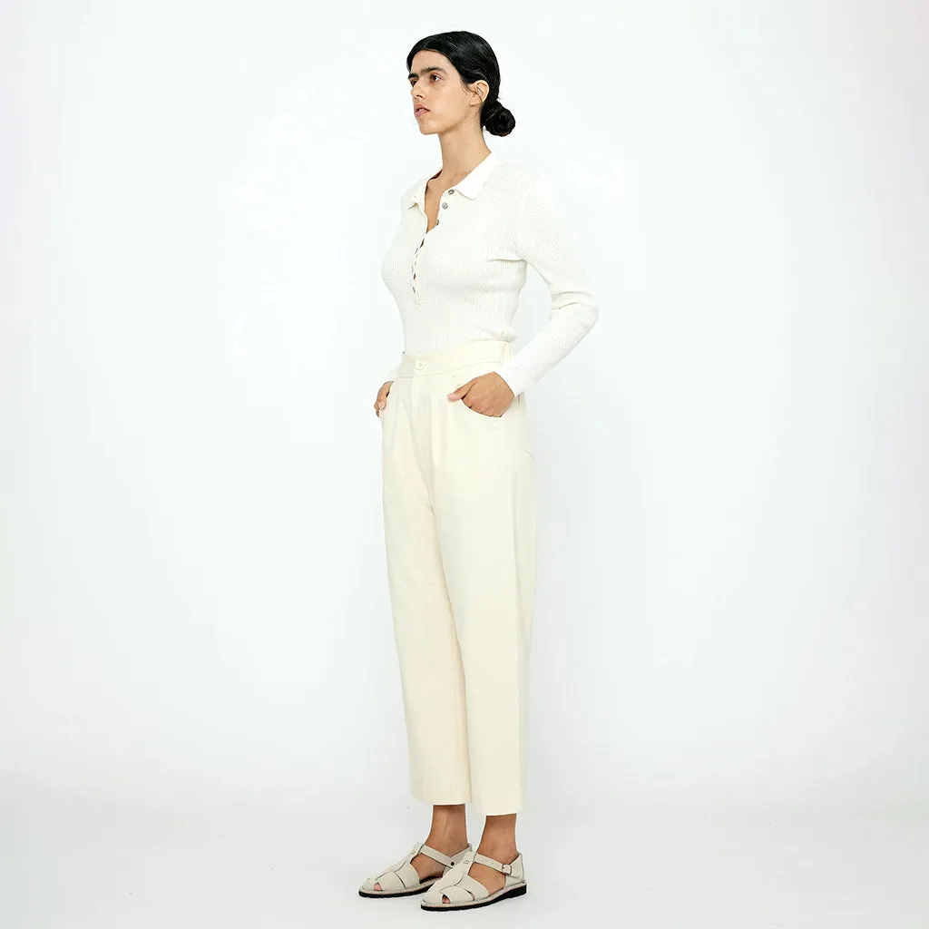 7115 By Szeki Unisex Signature Curve-Legged Pants Off White