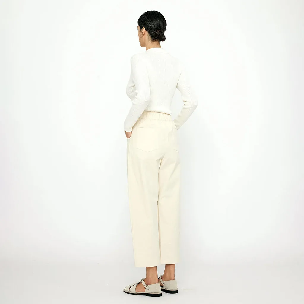 7115 By Szeki Unisex Signature Curve-Legged Pants Off White