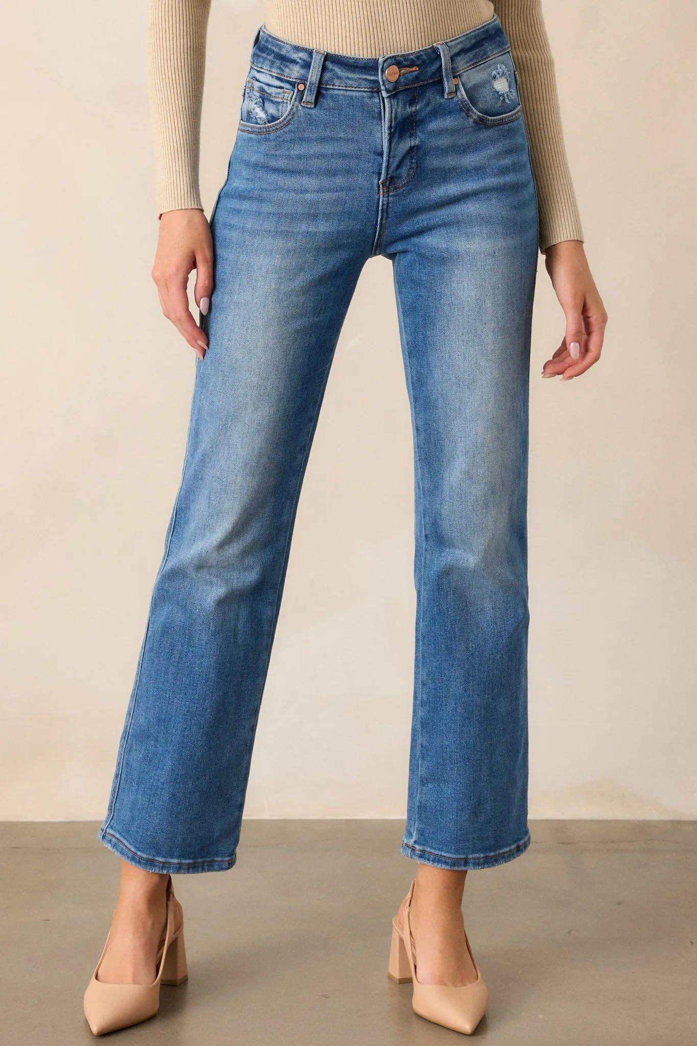 A Little Extra Medium Wash Straight Leg Jeans