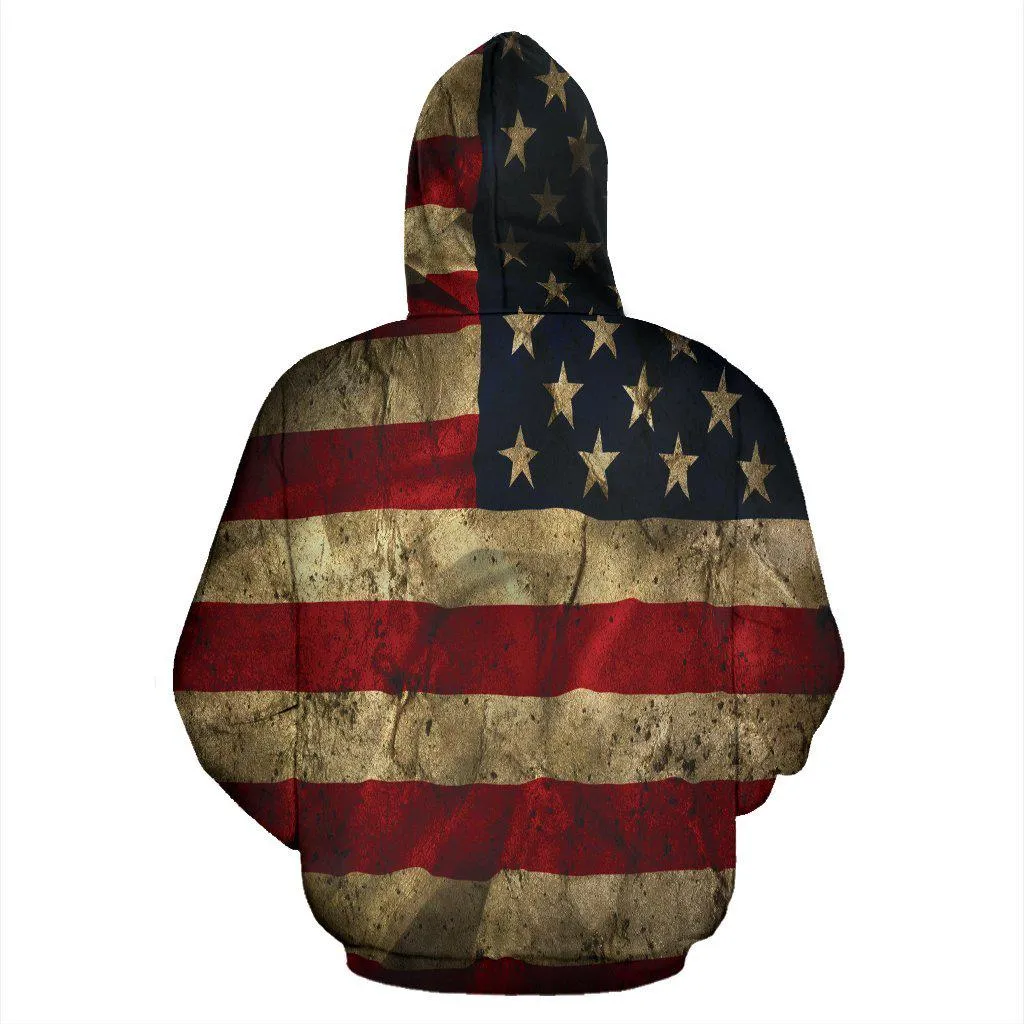 Aged American Flag All Over Print Hoodie