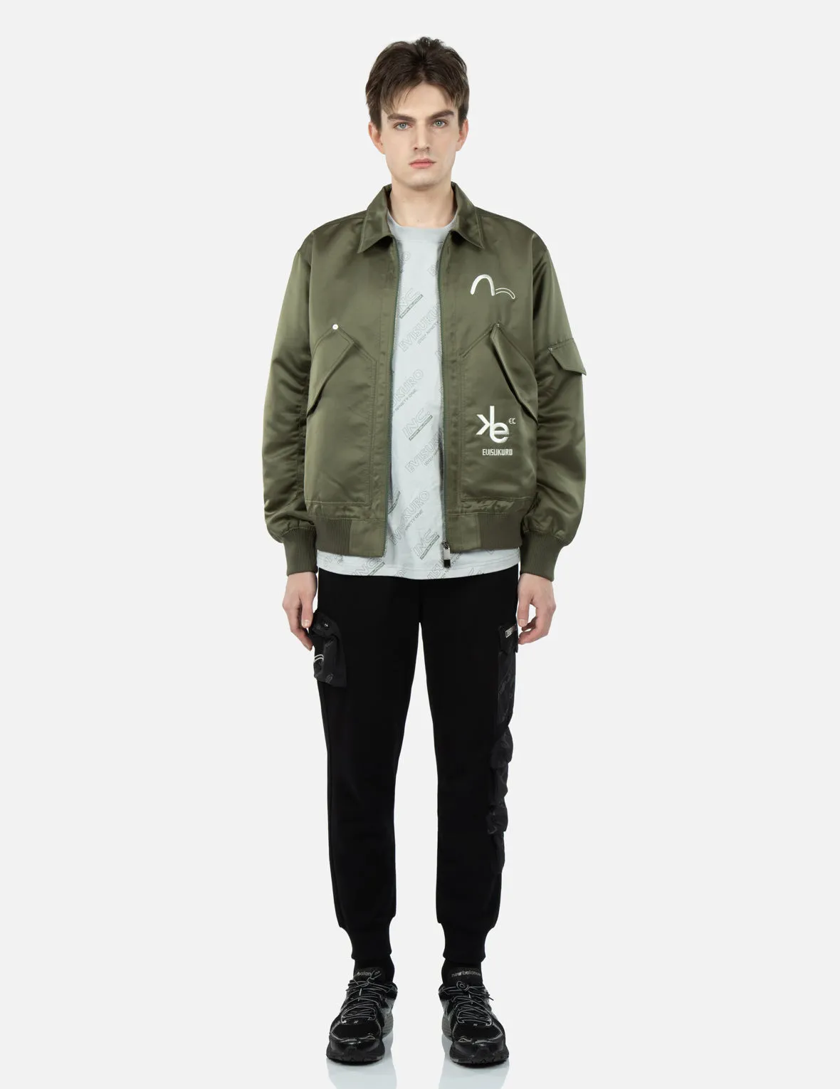 Allover Logo Print Bomber Jacket