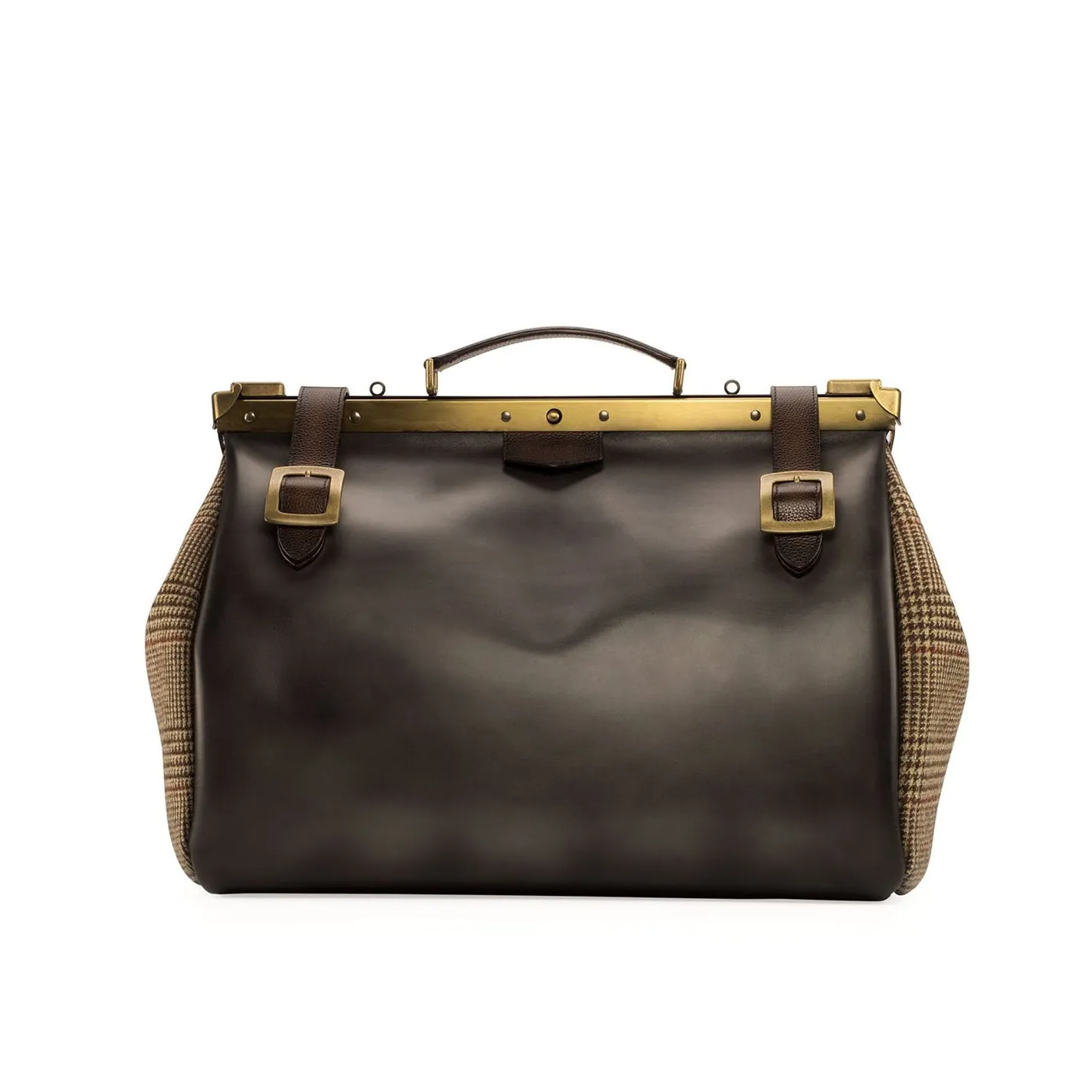 Ambrogio Beige, Gray & Brown Fabric / Full Grain / Calf-Skin Leather Doctor Bag (AMBH1024)