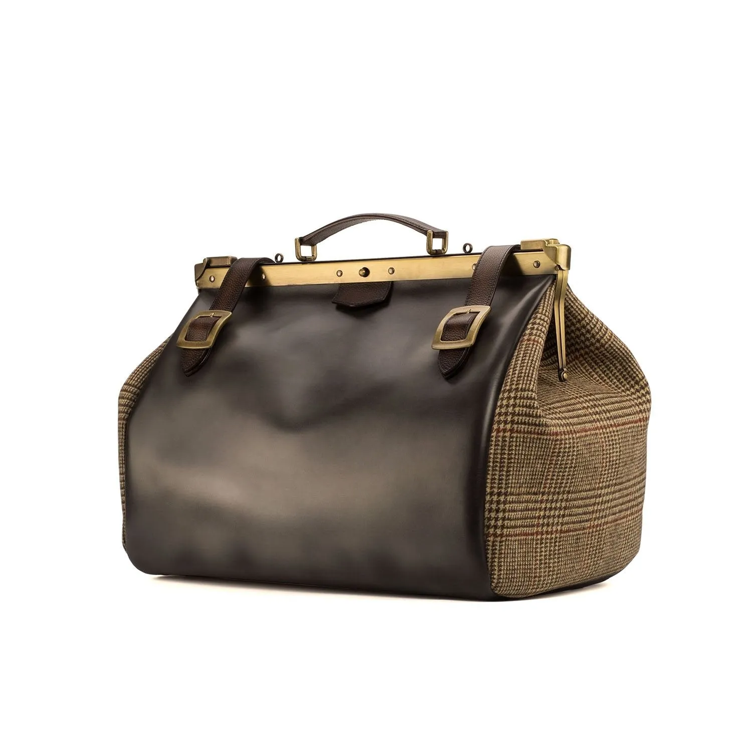 Ambrogio Beige, Gray & Brown Fabric / Full Grain / Calf-Skin Leather Doctor Bag (AMBH1024)