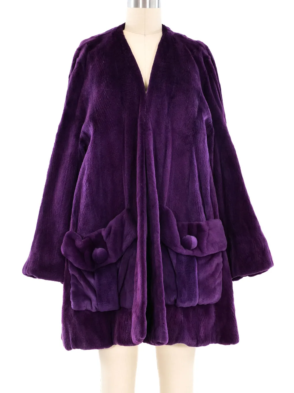 Arnold Scaasi Amethyst Sheared Beaver Coat and Shawl