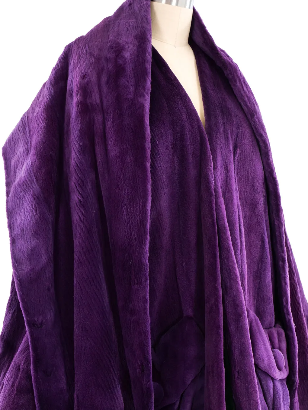 Arnold Scaasi Amethyst Sheared Beaver Coat and Shawl