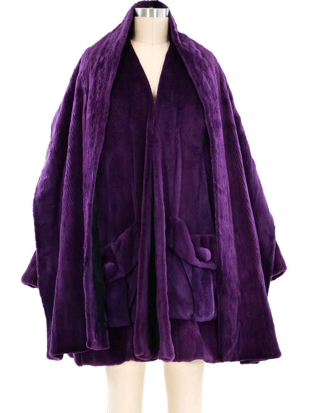 Arnold Scaasi Amethyst Sheared Beaver Coat and Shawl