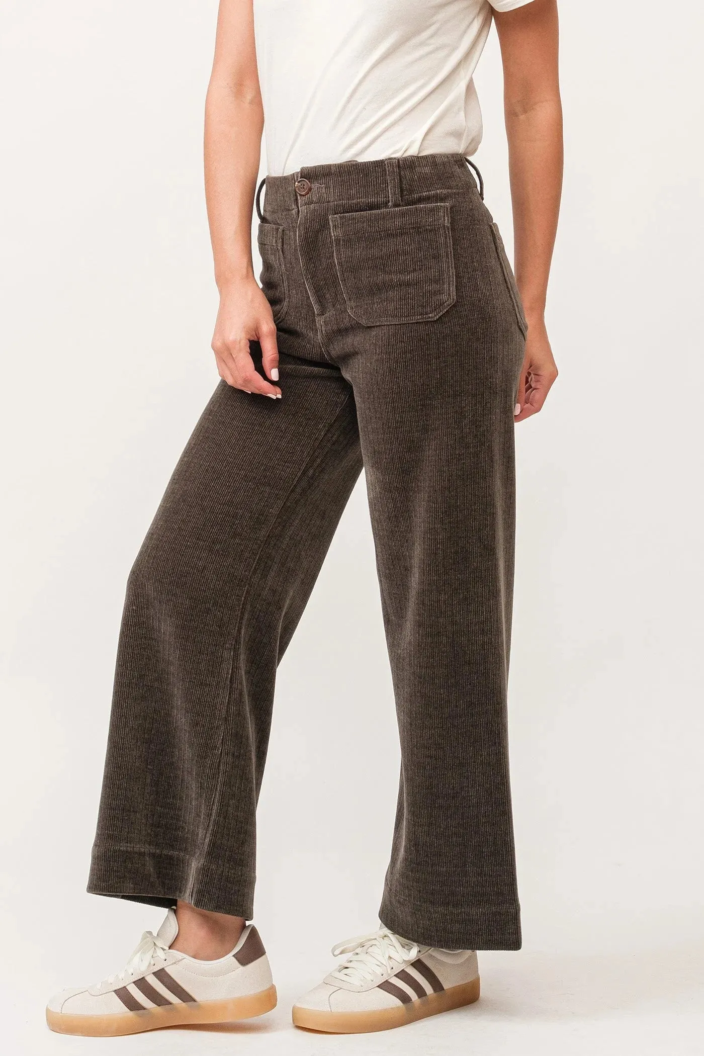 Audrey High Rise Wide Leg Pant - Dark Olive