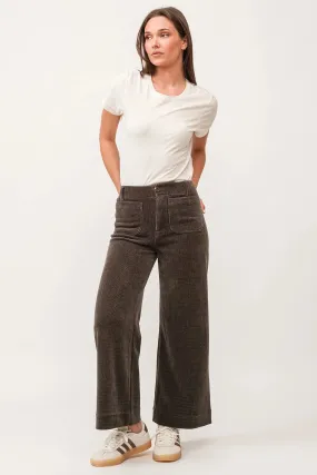 Audrey High Rise Wide Leg Pant - Dark Olive