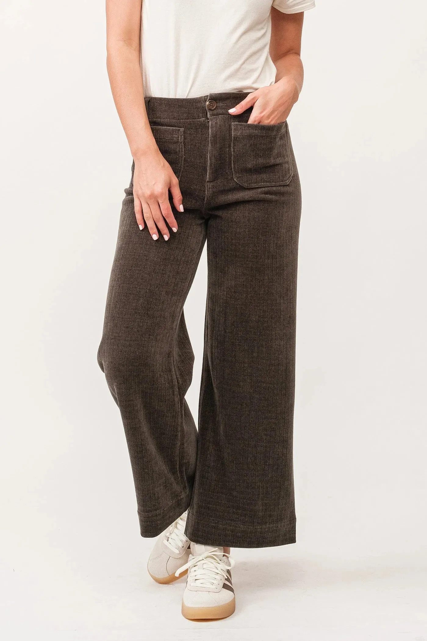 Audrey High Rise Wide Leg Pant - Dark Olive