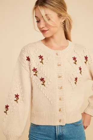 Azalea Embroidered Cardigan