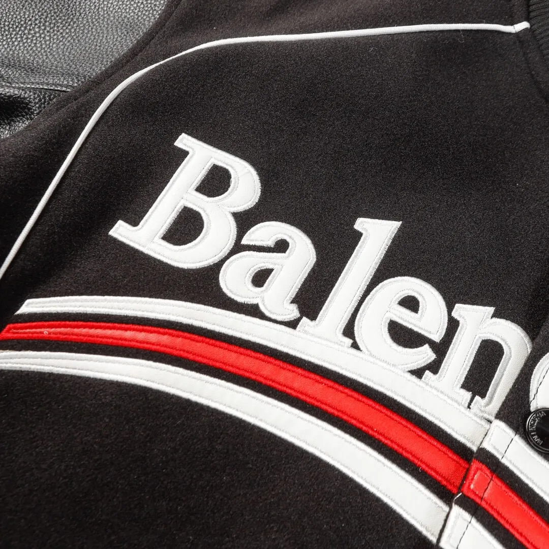 Balenciaga Black Leather Varsity Jacket