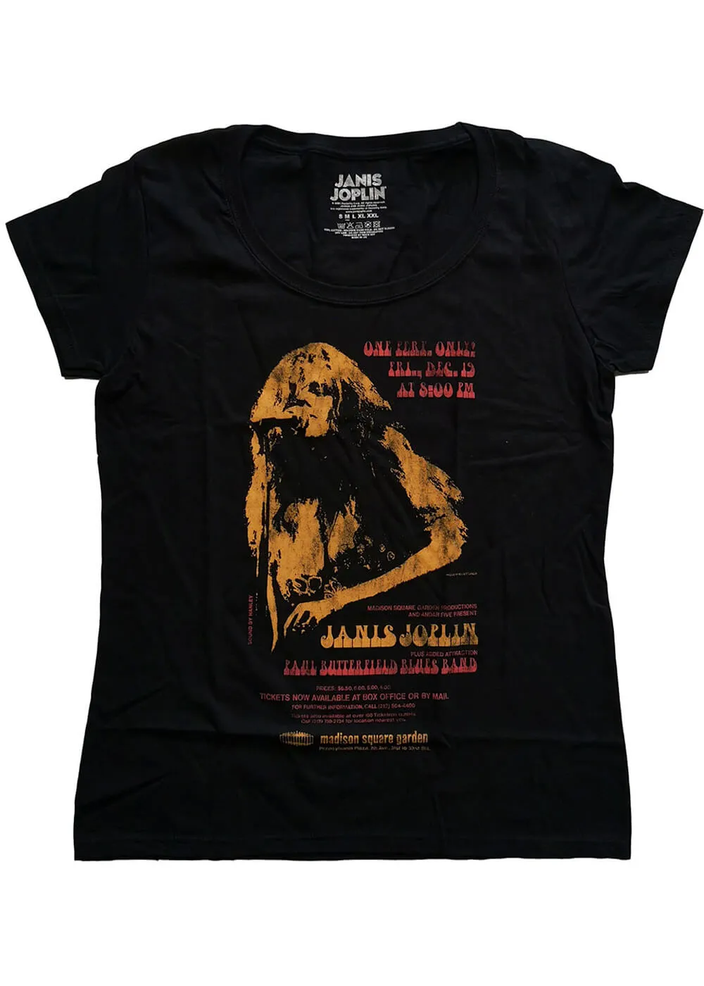 Band Shirts Janis Joplin Madison Square Garden Girly T-Shirt Black