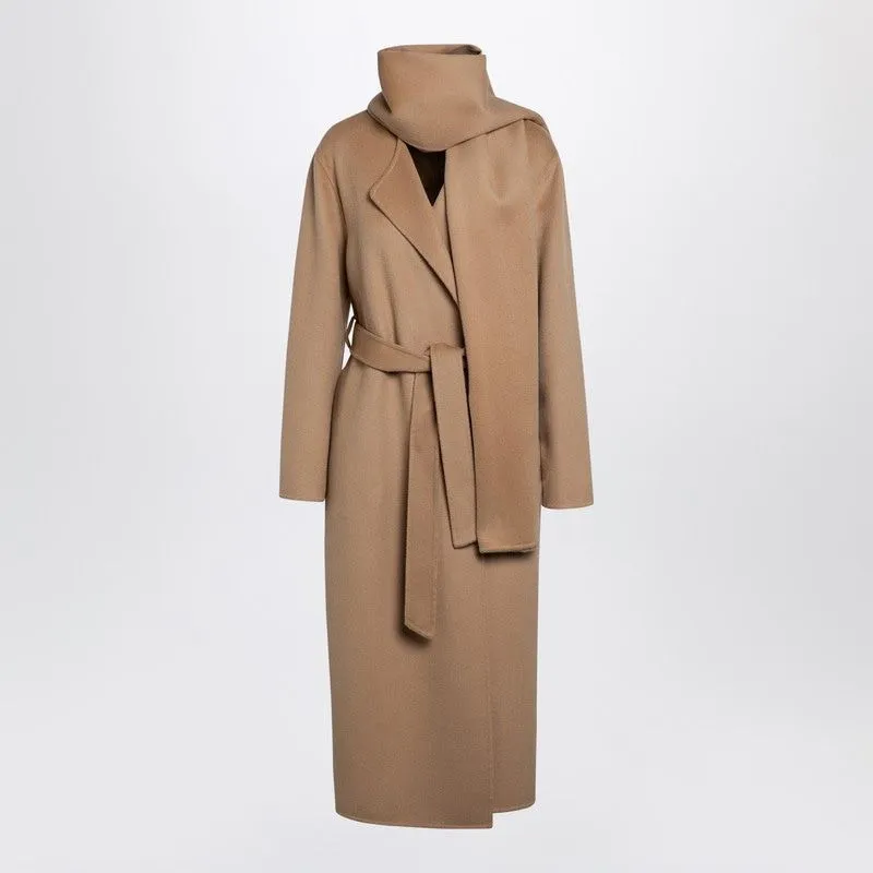 BEIGE WOOL COAT WITH SCARF