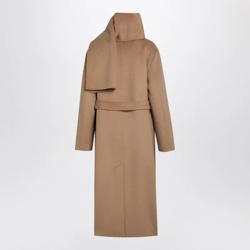 BEIGE WOOL COAT WITH SCARF