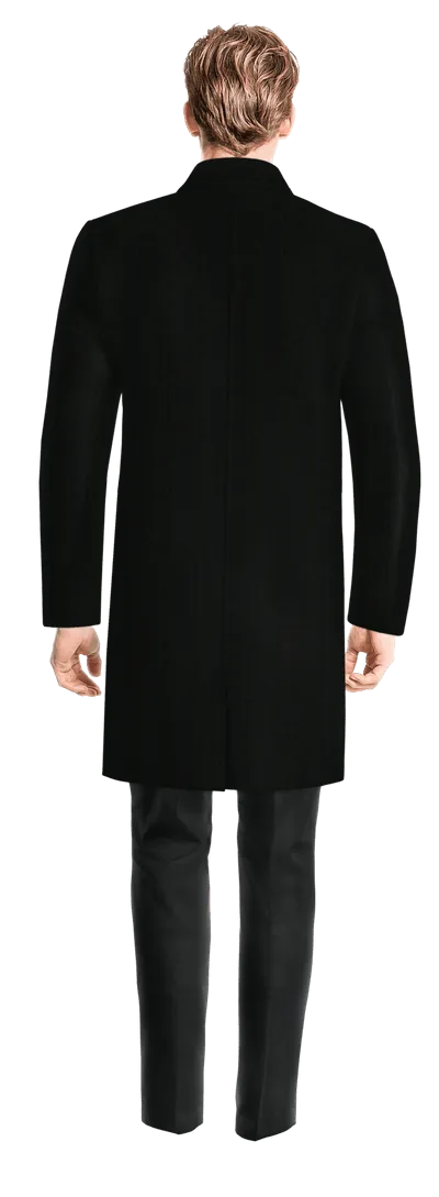 Black Long Peak Lapel Overcoat