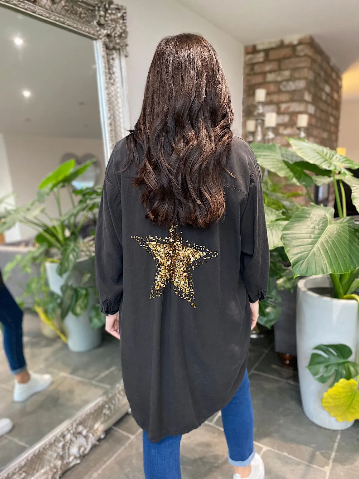 Black Sequin Star Blouse Simone