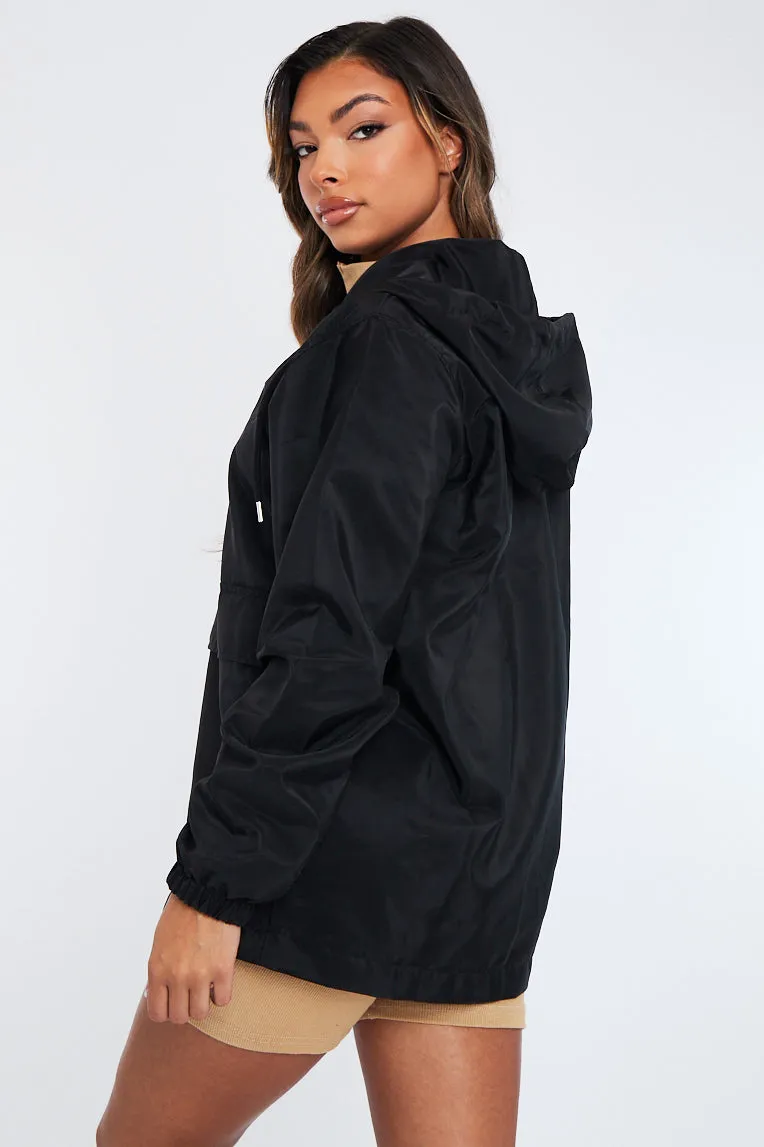 Black Shell Zip Up Windbreaker - Ginnie