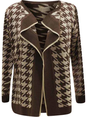 Bold Houndstooth Long Cardigan Sweater