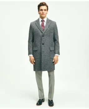 Brooks Brothers Men's Wool Blend Double-Faced Glen Plaid Overcoat Grey