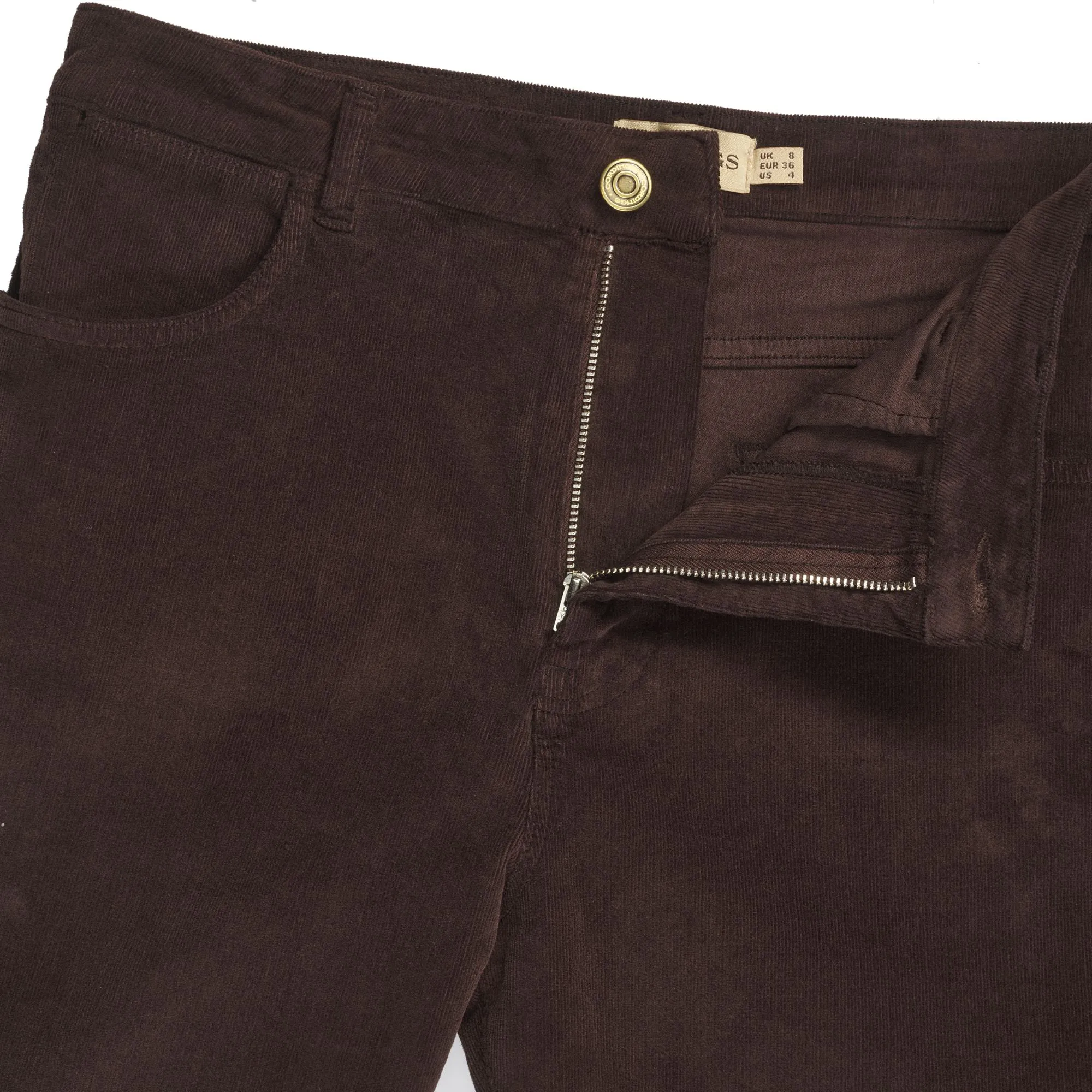 Brown Straight Leg Needlecord Jeans