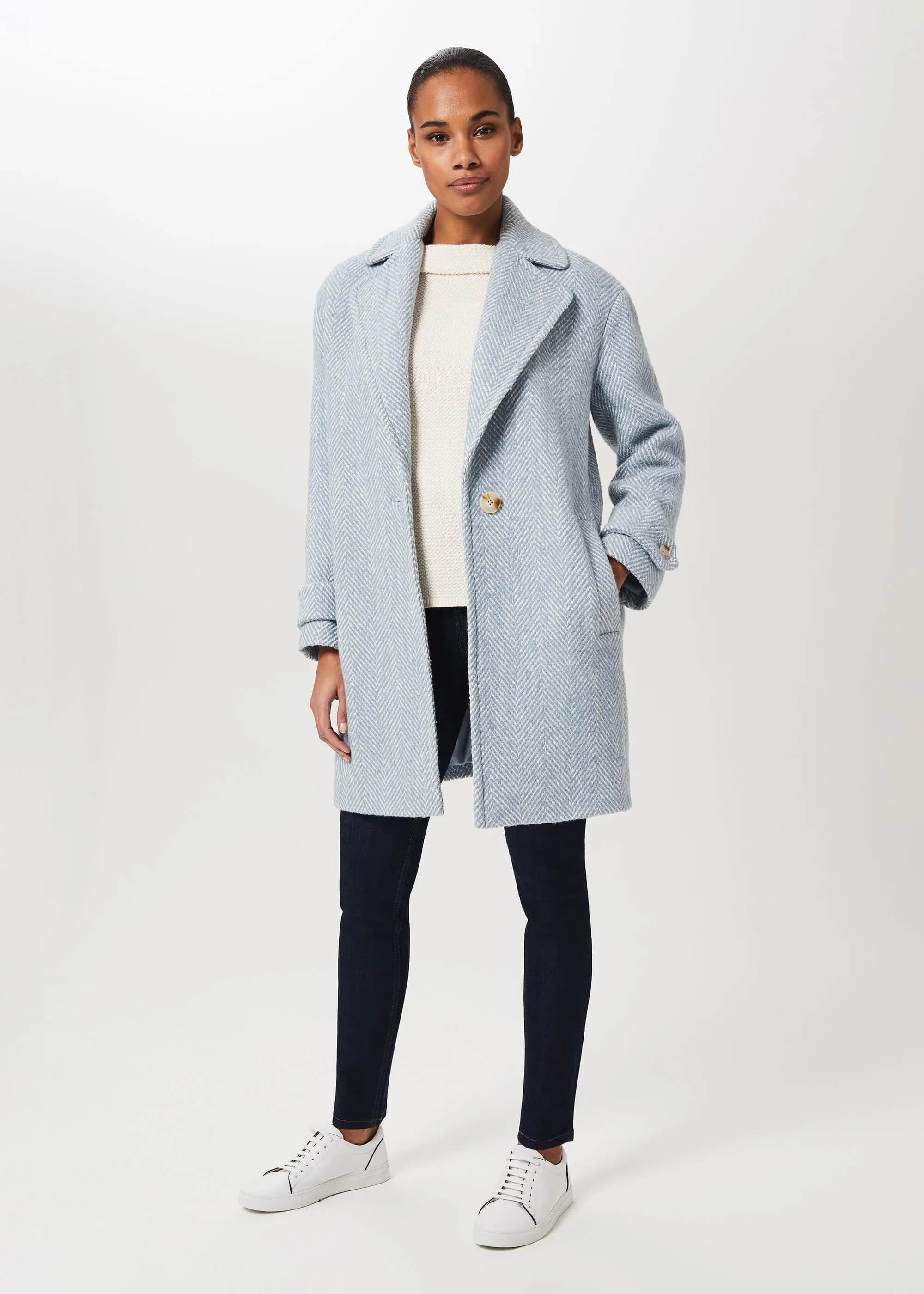 Carmen Herringbone Coat With Wool 