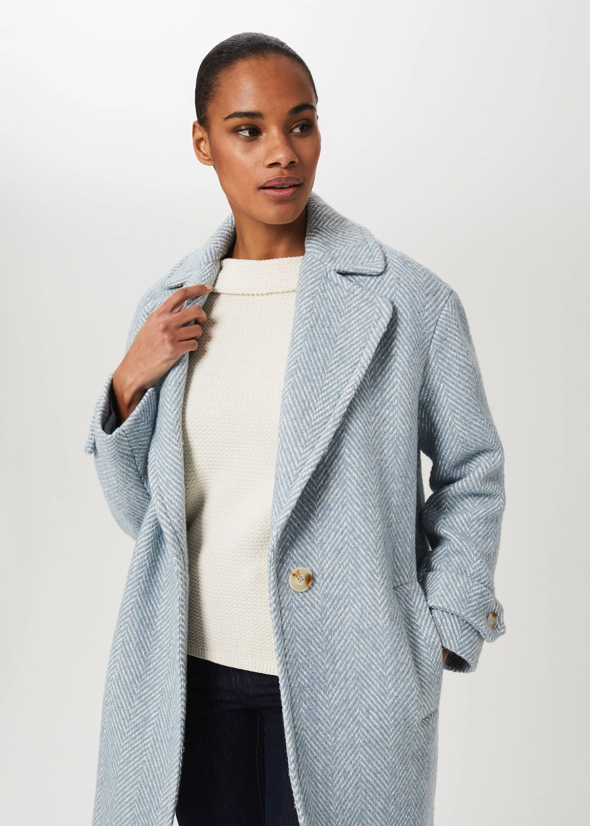 Carmen Herringbone Coat With Wool 