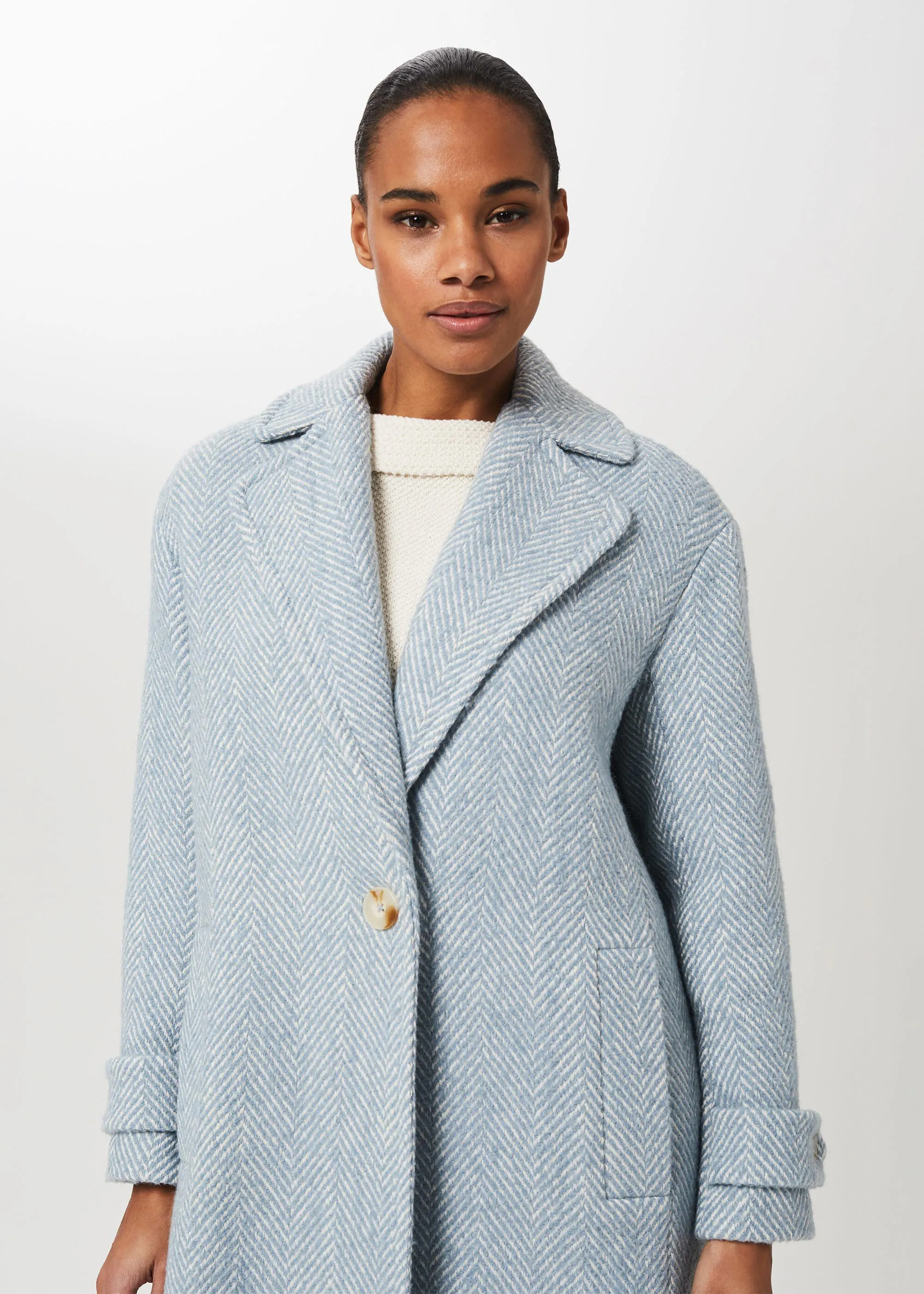 Carmen Herringbone Coat With Wool 