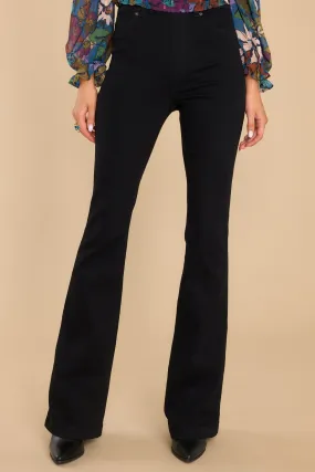 Clean Black Pull On Stretch Flare Jeans