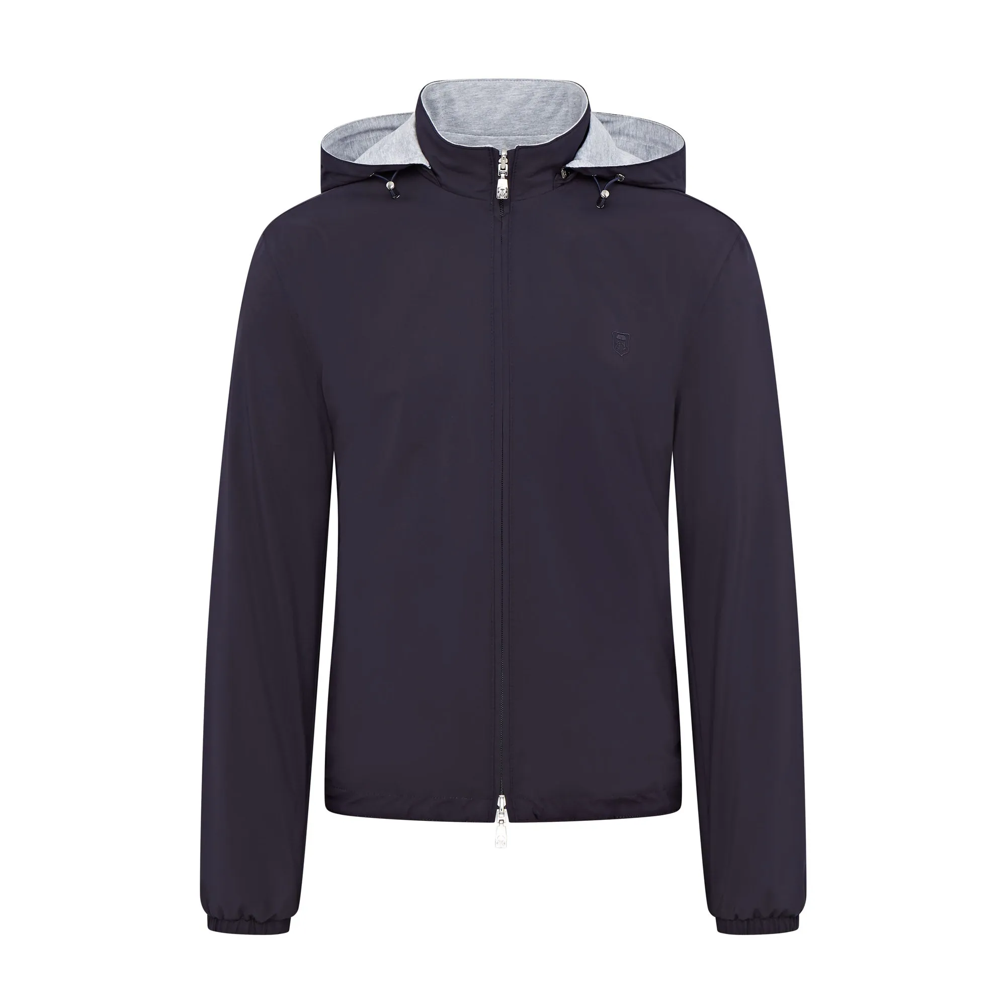 Corneliani Ultra Light Reversible Tech Hooded Jacket  (Navy)