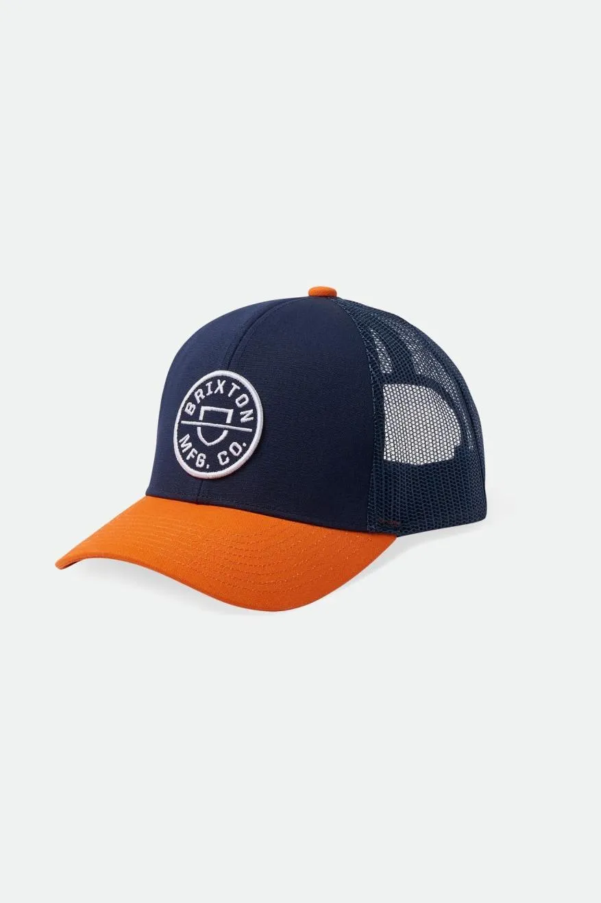 Crest Netplus MP Trucker Hat - Washed Navy/Paradise Orange