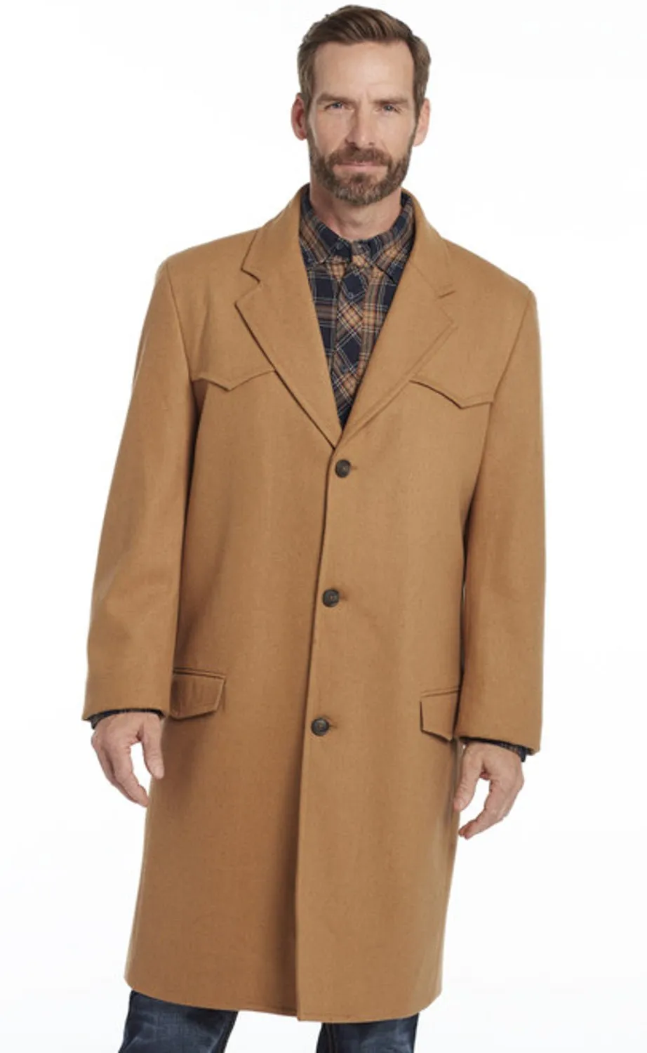 Cripple Creek Mens Concealed Carry Melton Camel Wool Blend Overcoat