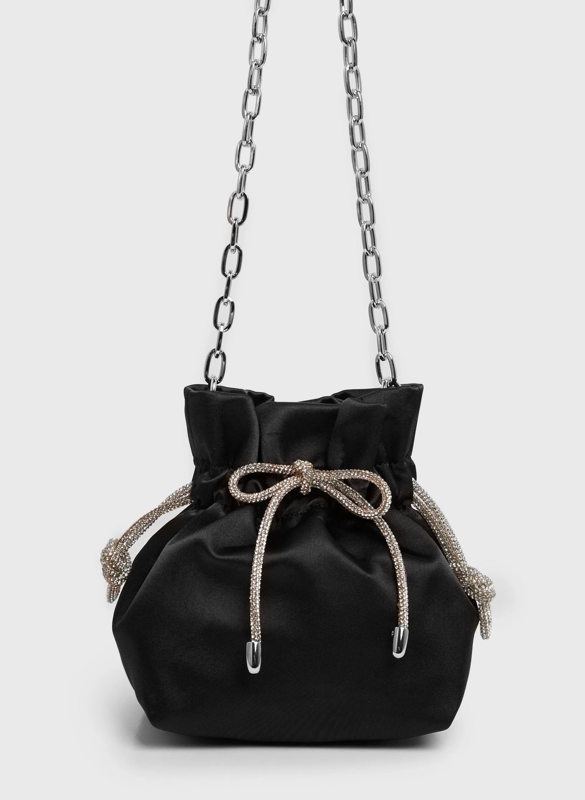 Crystal Bow Satin Bag