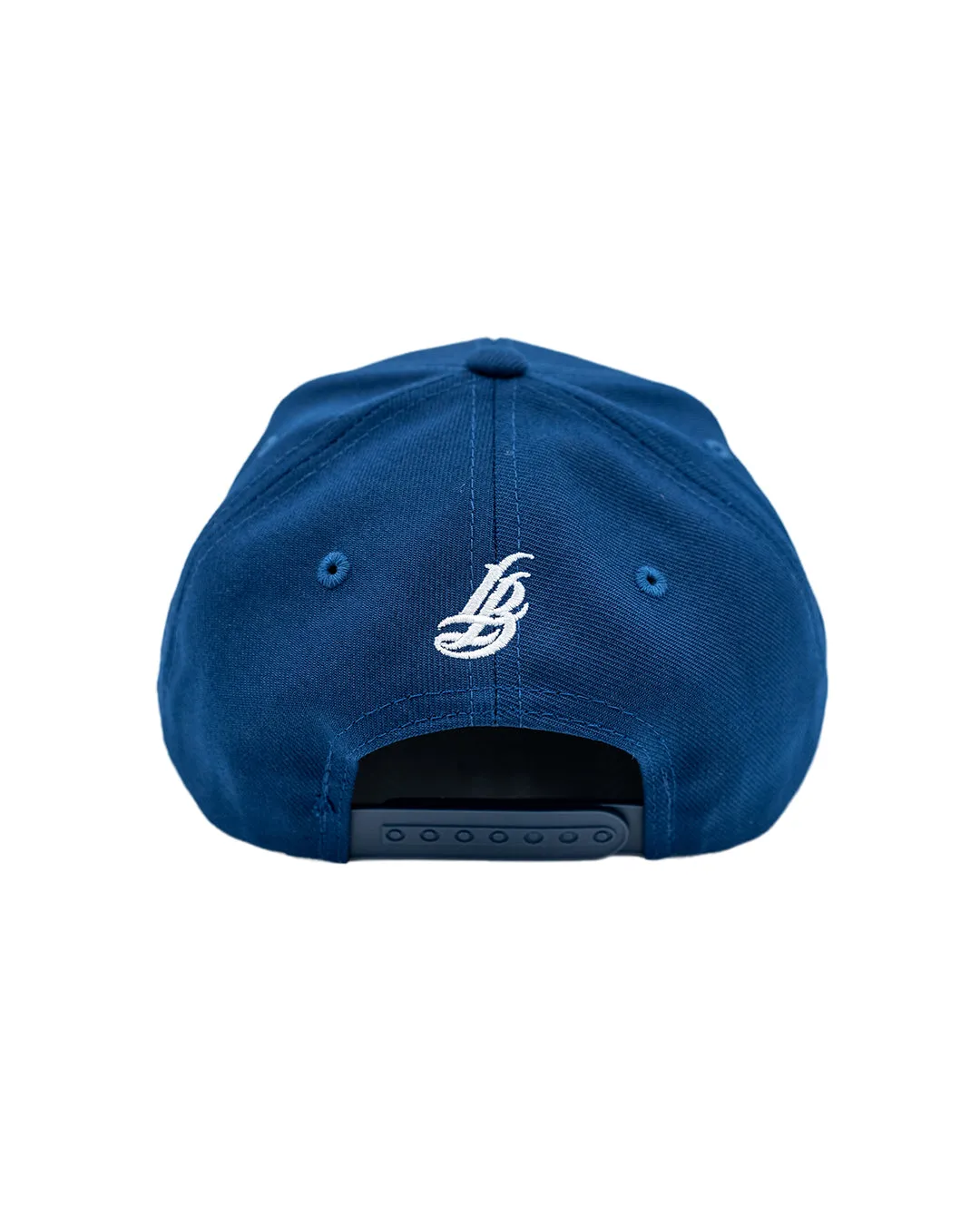 Cursive LB White On Navy Baseball Hat