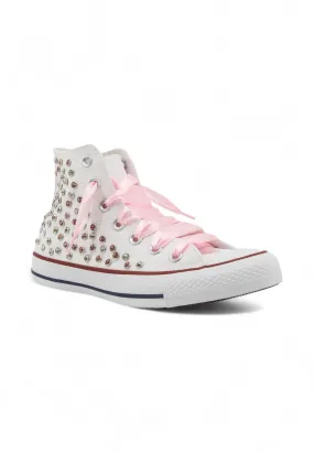 CUSTOM / Converse All Star Chuck Taylos Sneaker Gioielli Studs White Pink