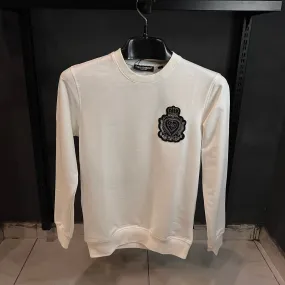 D&G White Sweatshirt | Multi Patch on back with Stones - The Nucleus Clothing