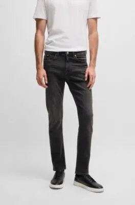 Delaware slim-fit jeans in black super-soft denim