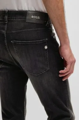 Delaware slim-fit jeans in black super-soft denim