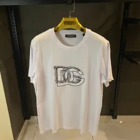 DOLCE & GABBANA WHITE T-SHIRT BLACK LIGHT EMBROIDRY - The Nucleus Clothing