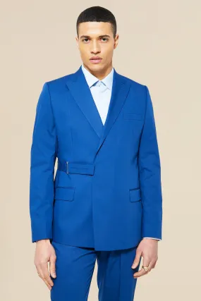 Double Breasted Belted Slim Suit Jacket