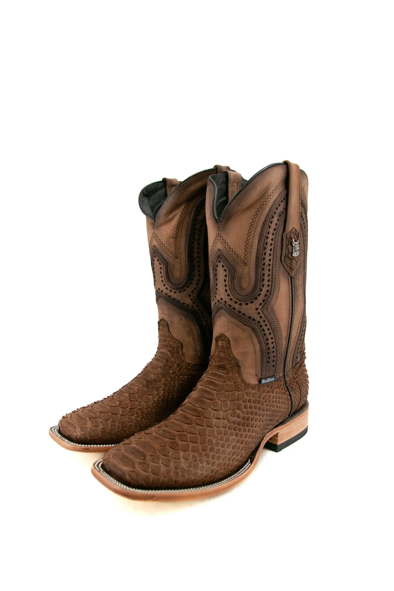 Exotic Python Matte Square Toe Cowboy Boot