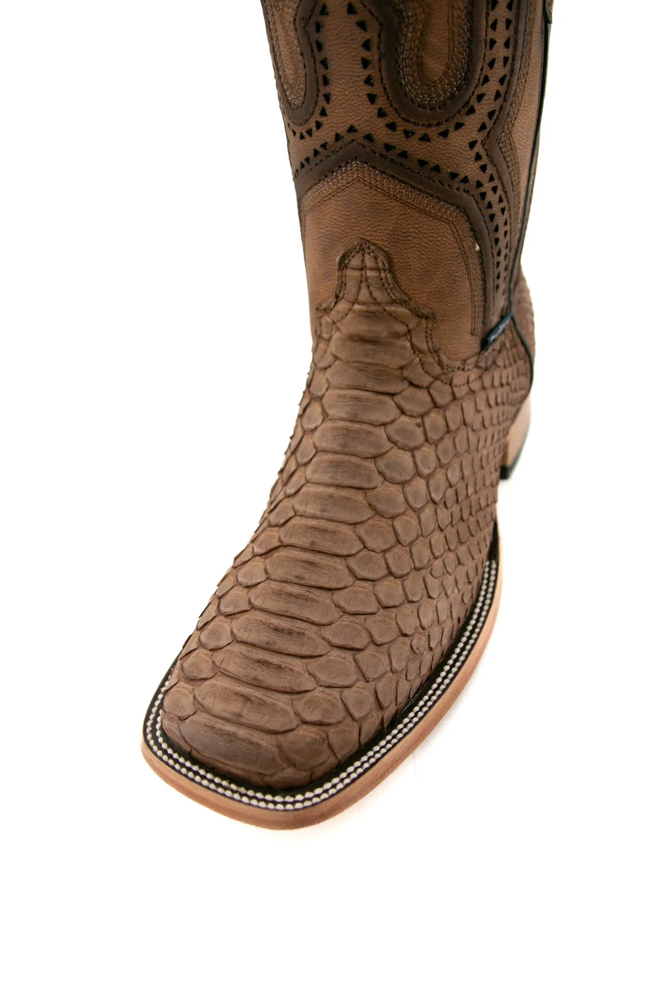 Exotic Python Matte Square Toe Cowboy Boot