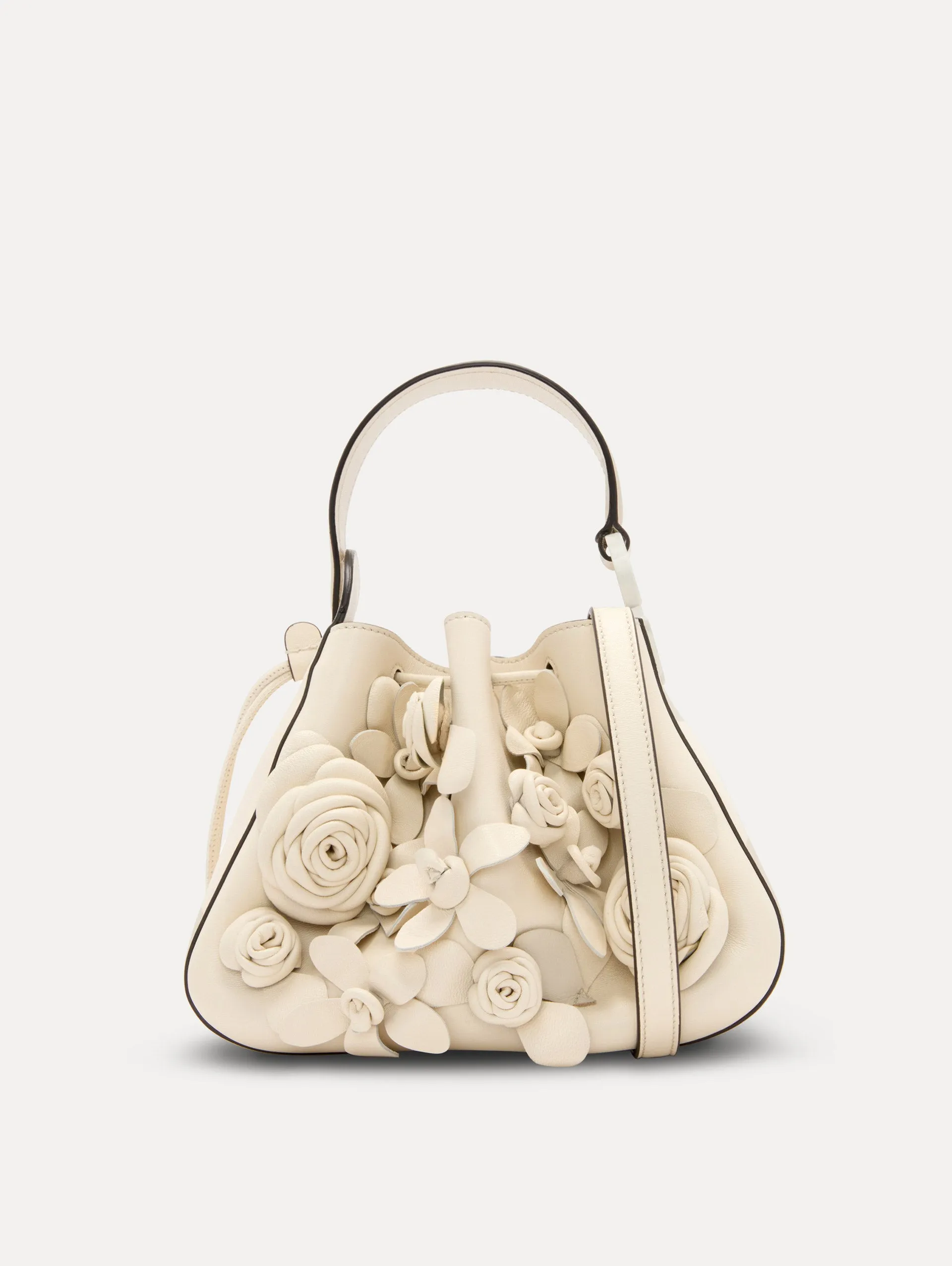 Floral Appliqué O Handle Bag