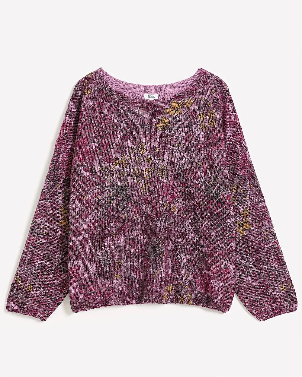 Floral Boat-Neck Sweater