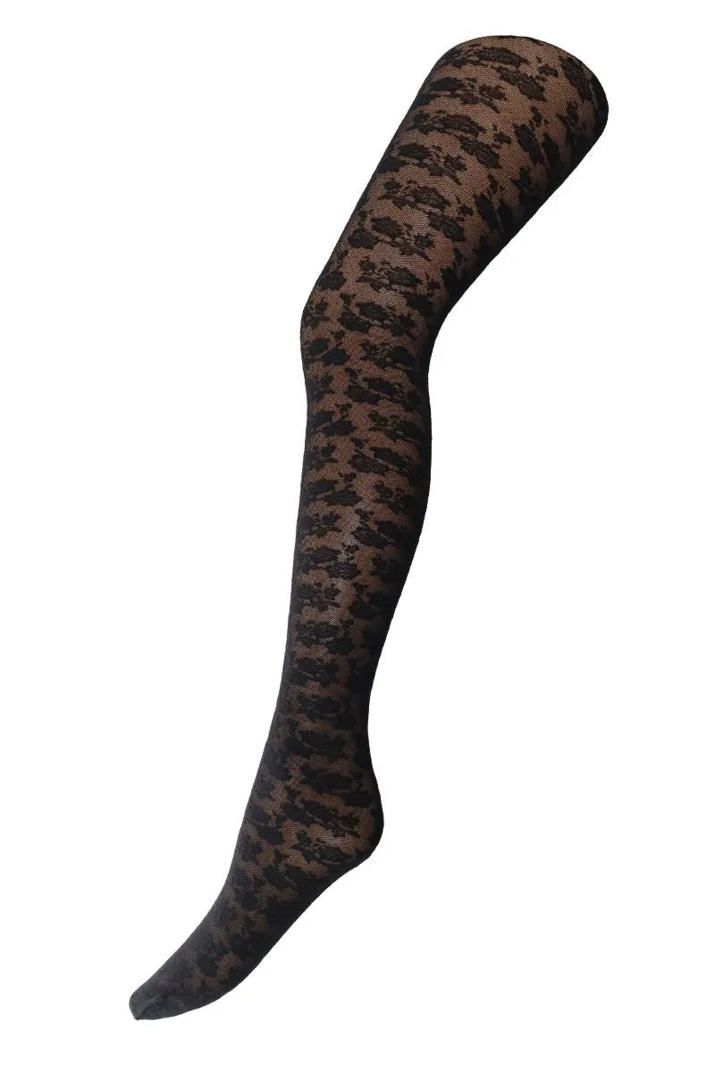 Flower Lace Tights | Black | Strmpebukser fra Black Colour