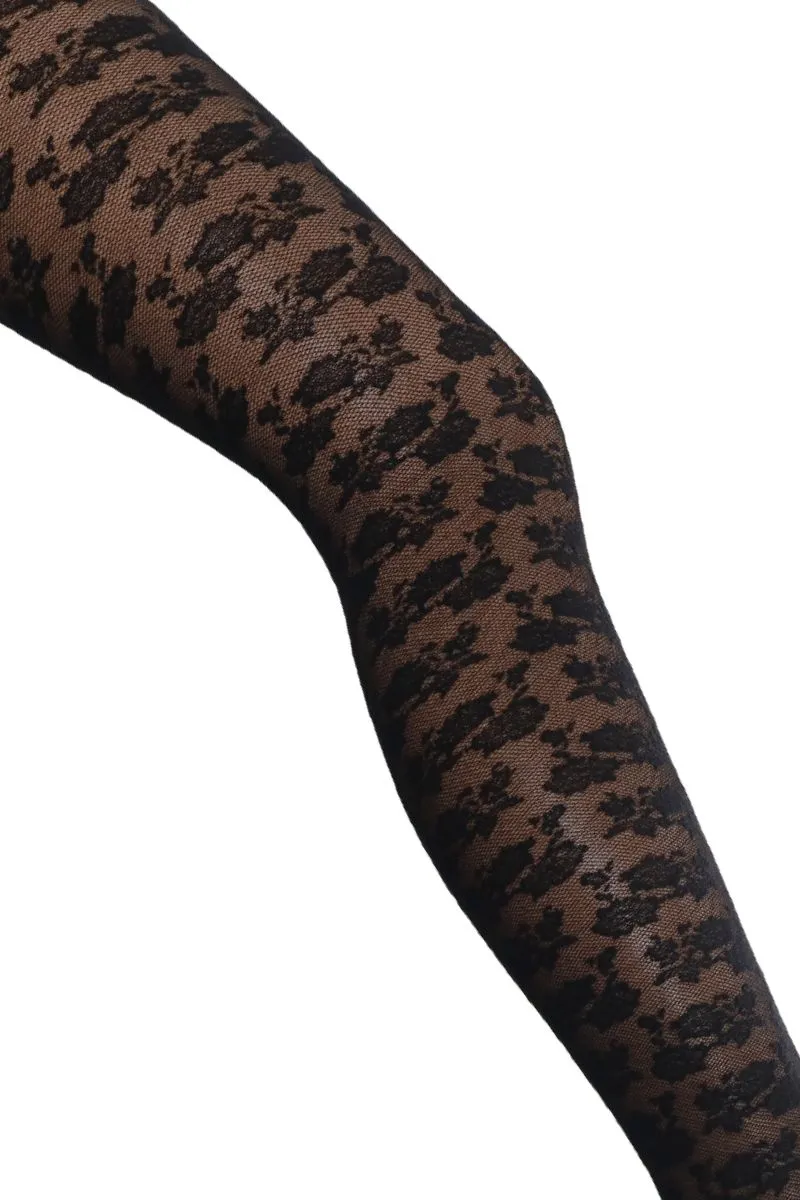 Flower Lace Tights | Black | Strmpebukser fra Black Colour