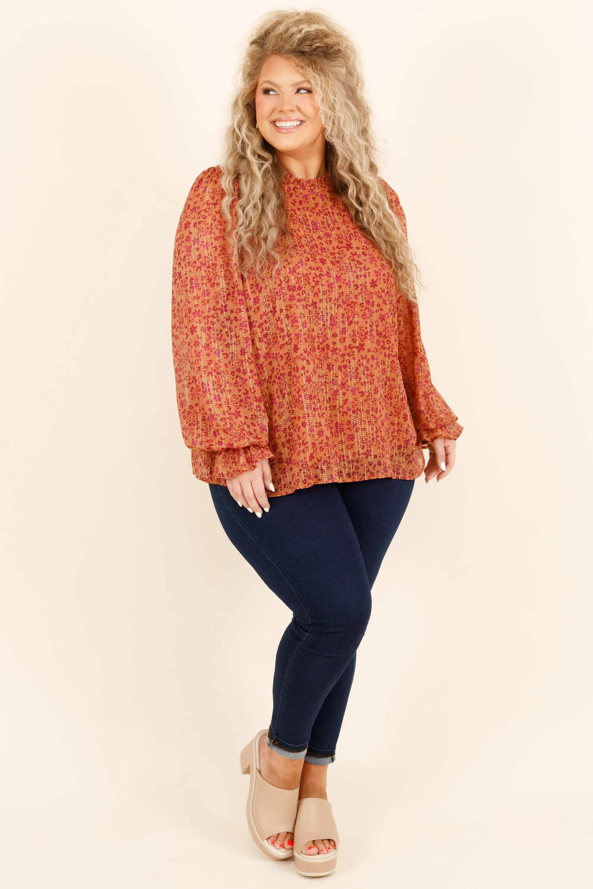 Fluttery Blouse, Rust Magenta