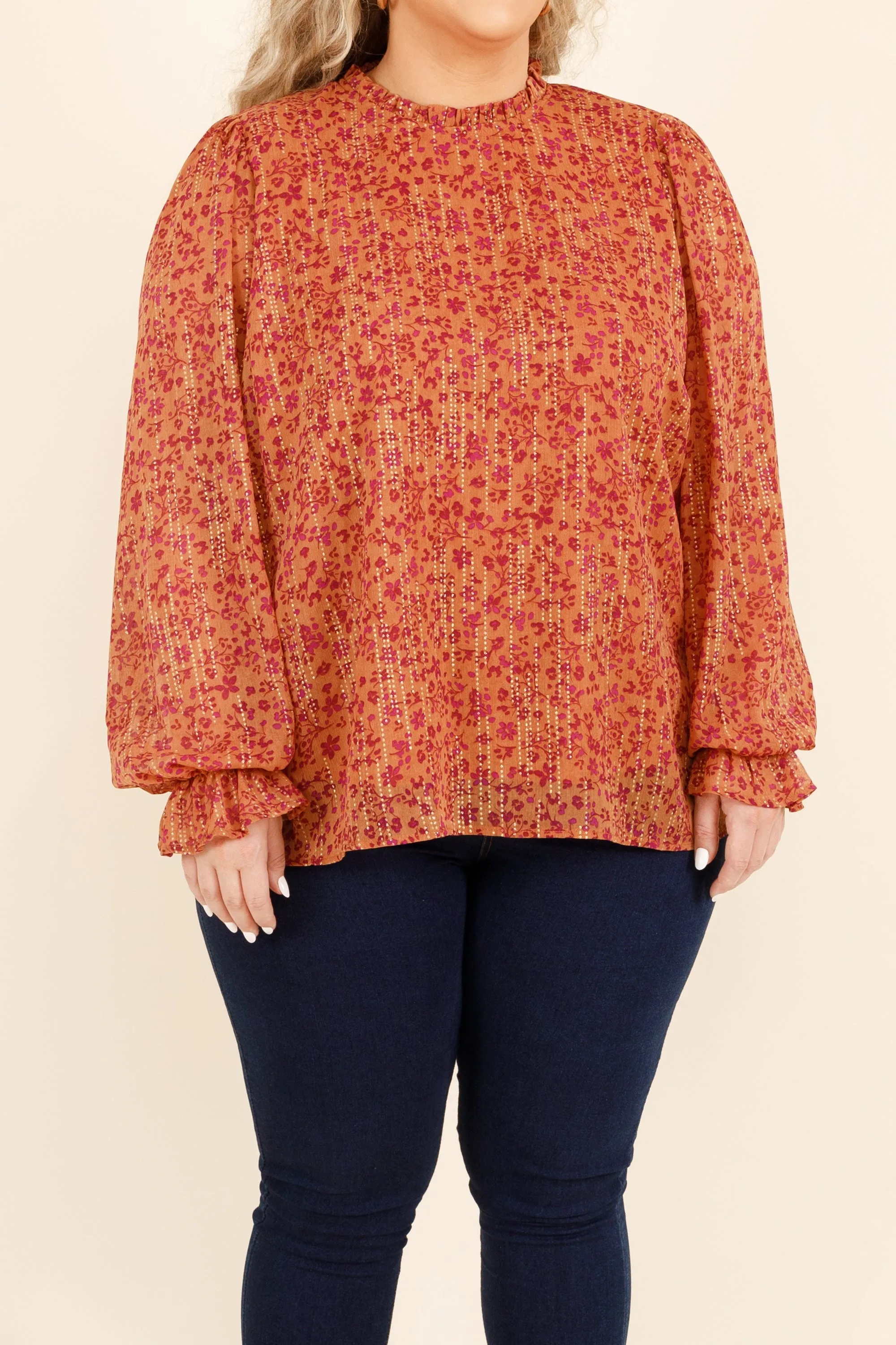 Fluttery Blouse, Rust Magenta