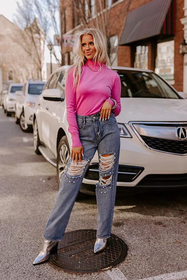 Foliage Falling Sweater Top In Pink